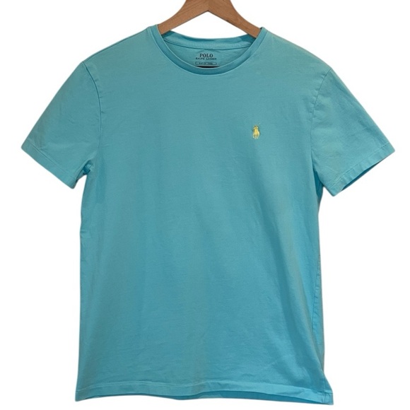 Polo Ralph Lauren Classic Jersey Crew Neck Tee, Color Aqua Blue, Men’s Small - Picture 2 of 12